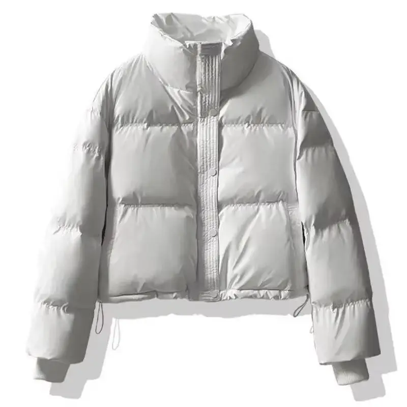 

Women's Short wash-free pu leather Down Cotton Jacket Winter New Solid Warm Top Parka Lady Outwear Long Sleeves Loose Bread Coat