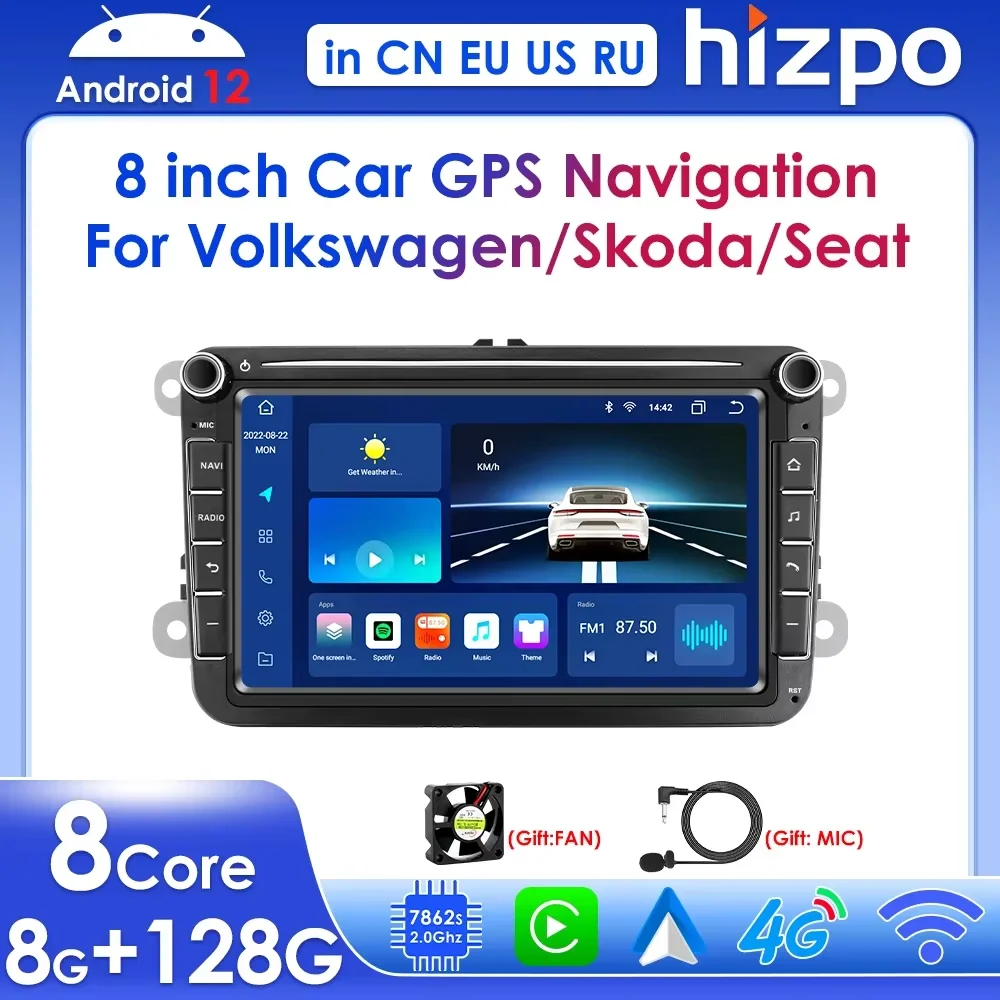 Radio Multimedia con GPS para coche, reproductor con Android 12, Carplay, 2 Din, 4G, para Volkswagen, Passat B6, VW, Golf 5, Transporter, Polo, Jetta, Skoda, Seat