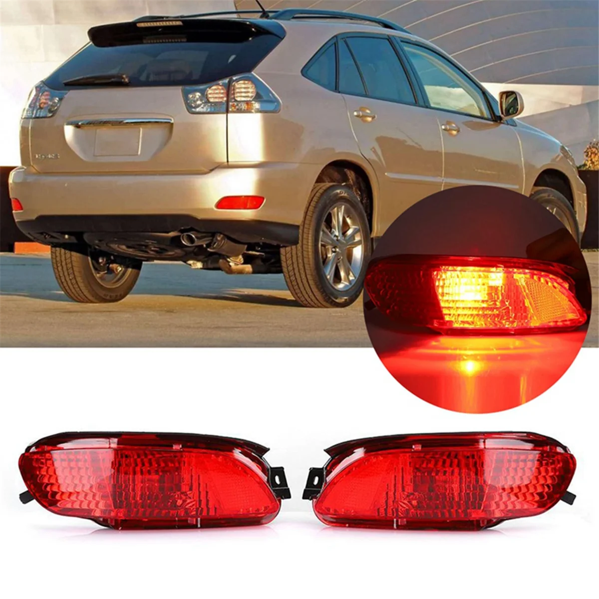 1Pair Car Side Marker Lamp Assembly(LH+RH) for LEXUS RX330 RX400H RX350 Rear Bumper Light 819200E010 819100E010