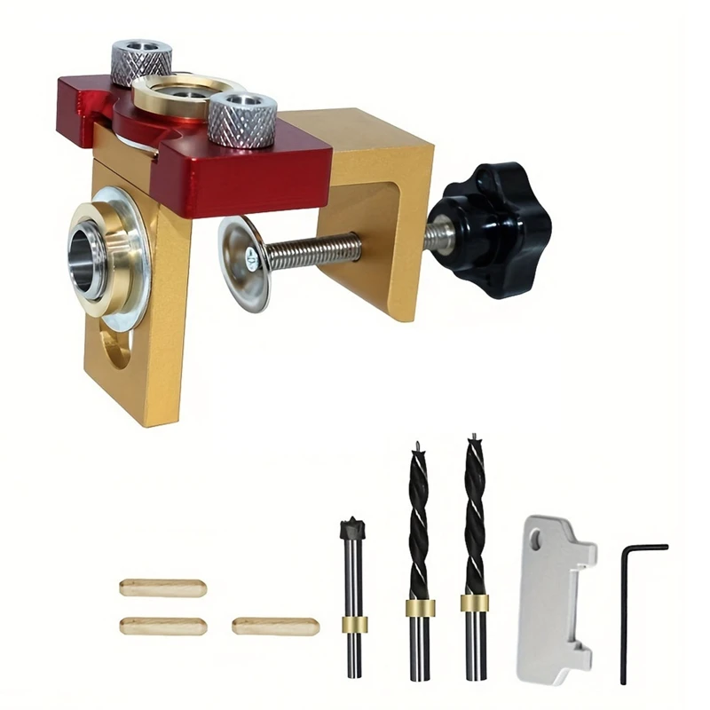 Woodworking 3 In 1 Doweling Jig Kit Adjustable Wood Dowel Punch Locator Aluminum Pocket Hole Jig