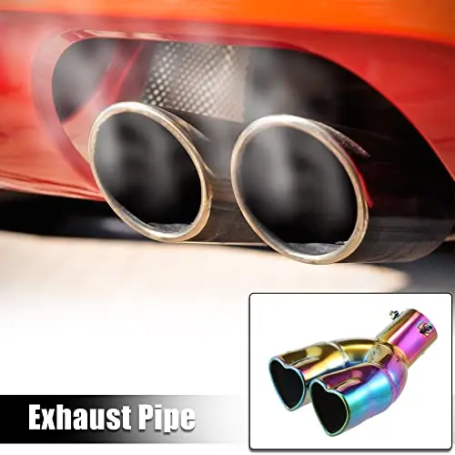 

Universal Stainless Steel Dual Outlet Heart-Shaped Exhaust Tip 63mm Inlet 2.5 Inch Bolt-On 8.7 Inch Multicolor Finish