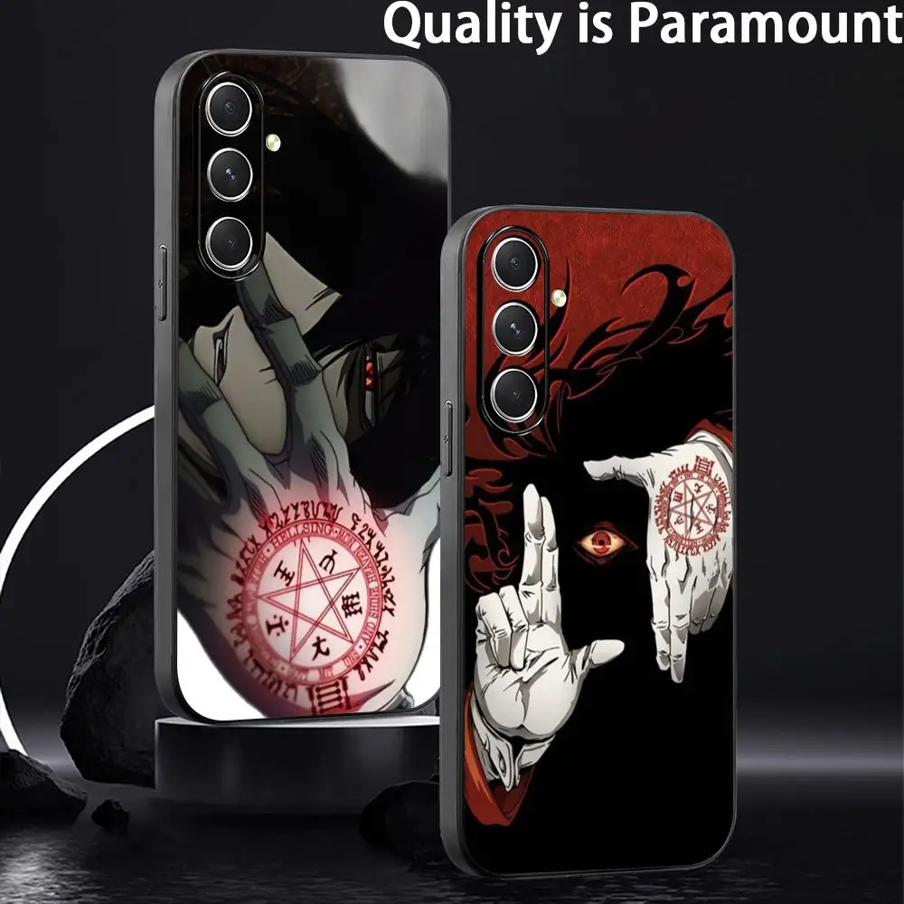 Dark Alucard classic japan anime pattern Phone Case For Samsung Galaxy S26 S25 S24 S23 S22 S21 Plus Ultra Note20 Soft Black