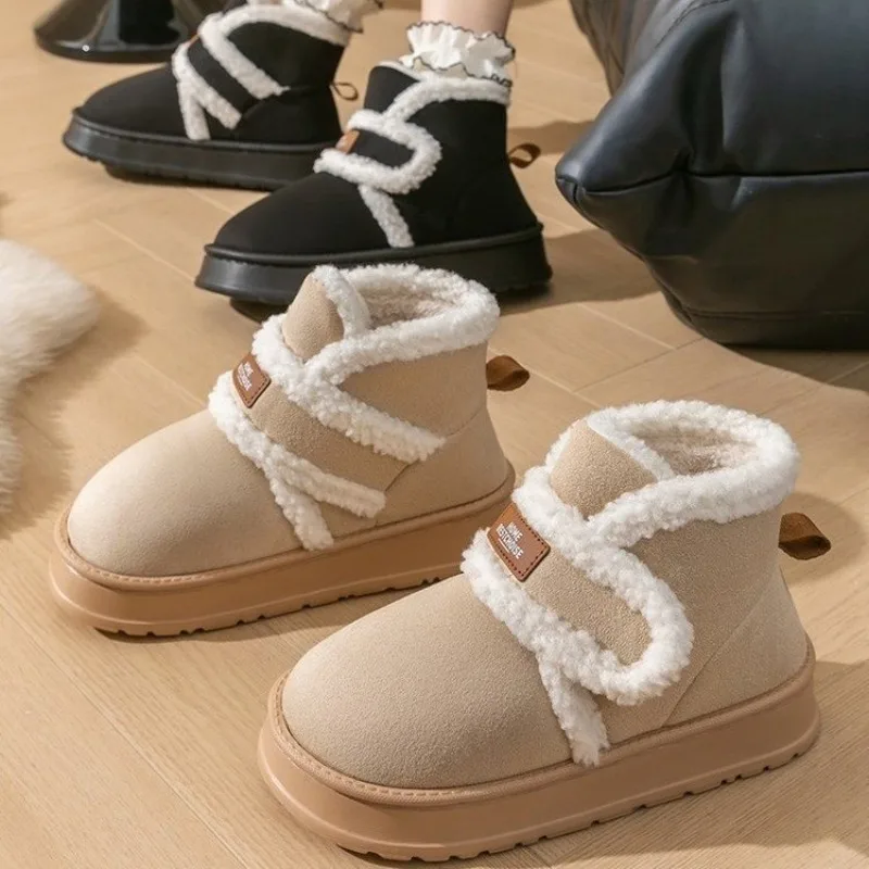 Ladies Shoes 2024 New Buckle Strap Women's Boots Fashion Short Plush Daily Boots Women Winter Keep Warm Snow Bootszapatos Mujer