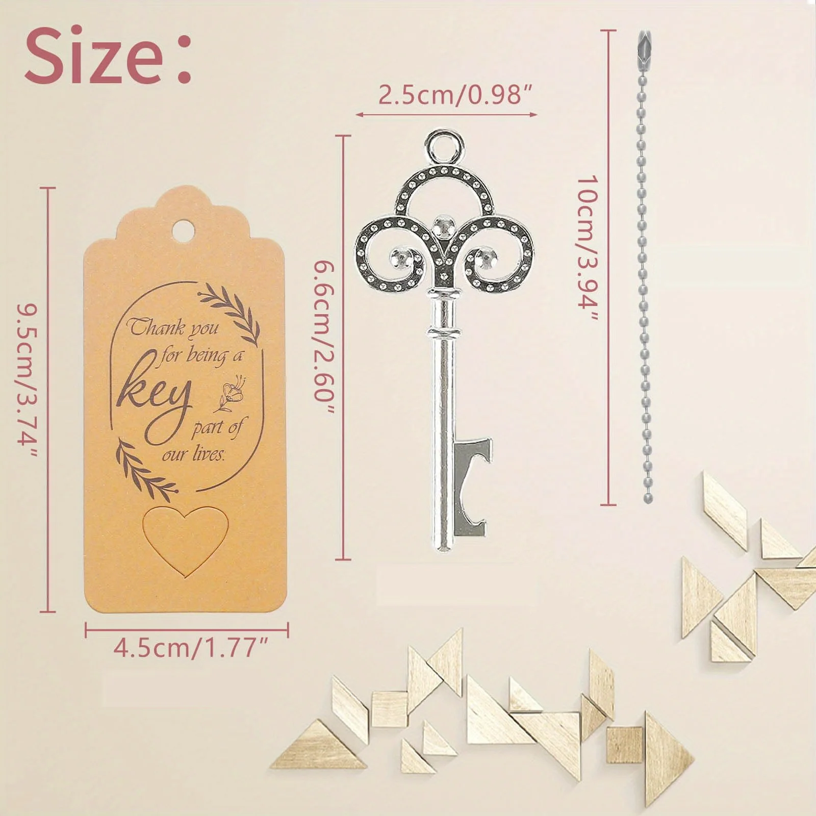 100pcs Vintage Skeleton Key Bottle Openers with 