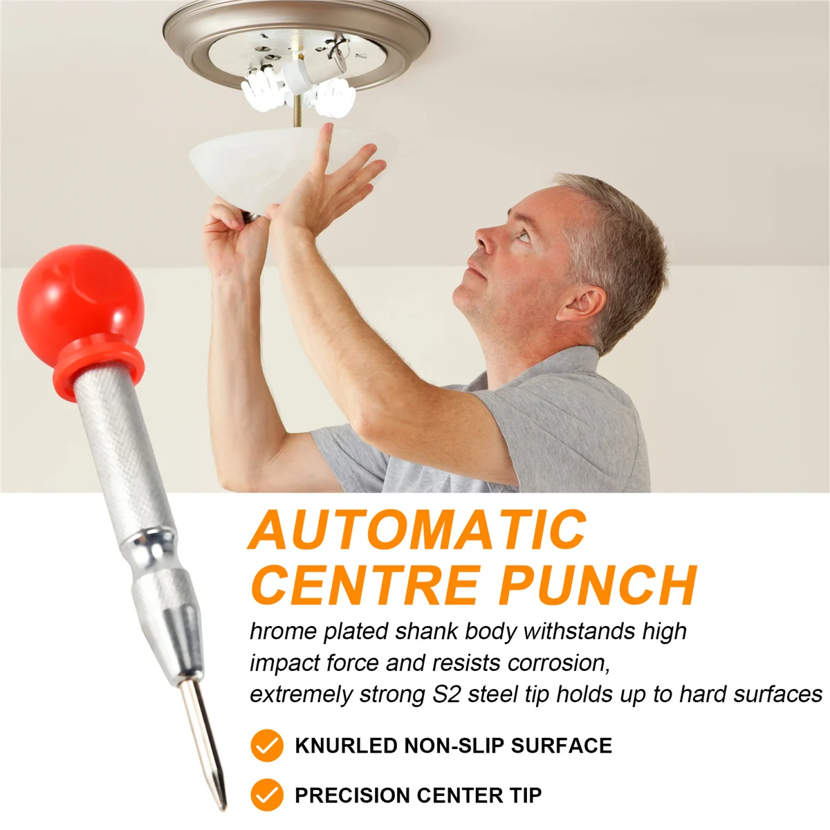 1Pcs HSS Center Punch Stator punching Automatic Center Pin Punch Spring Loaded Marking Drilling Tool With A Protective Sleeve-Re