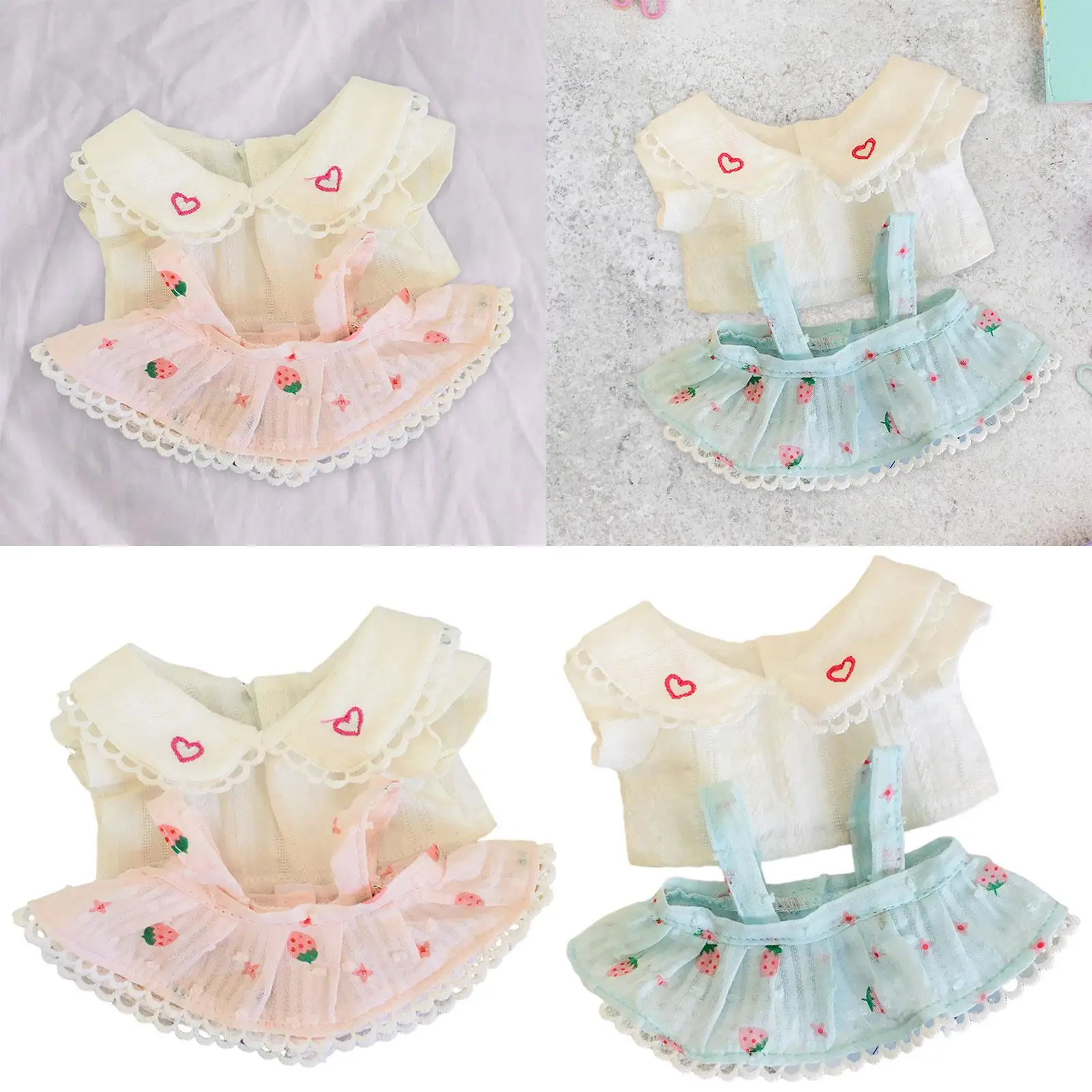 

Plush Doll Clothes Doll Outifits, Strawberry Suspender Skirt, Cute Plush Toy
