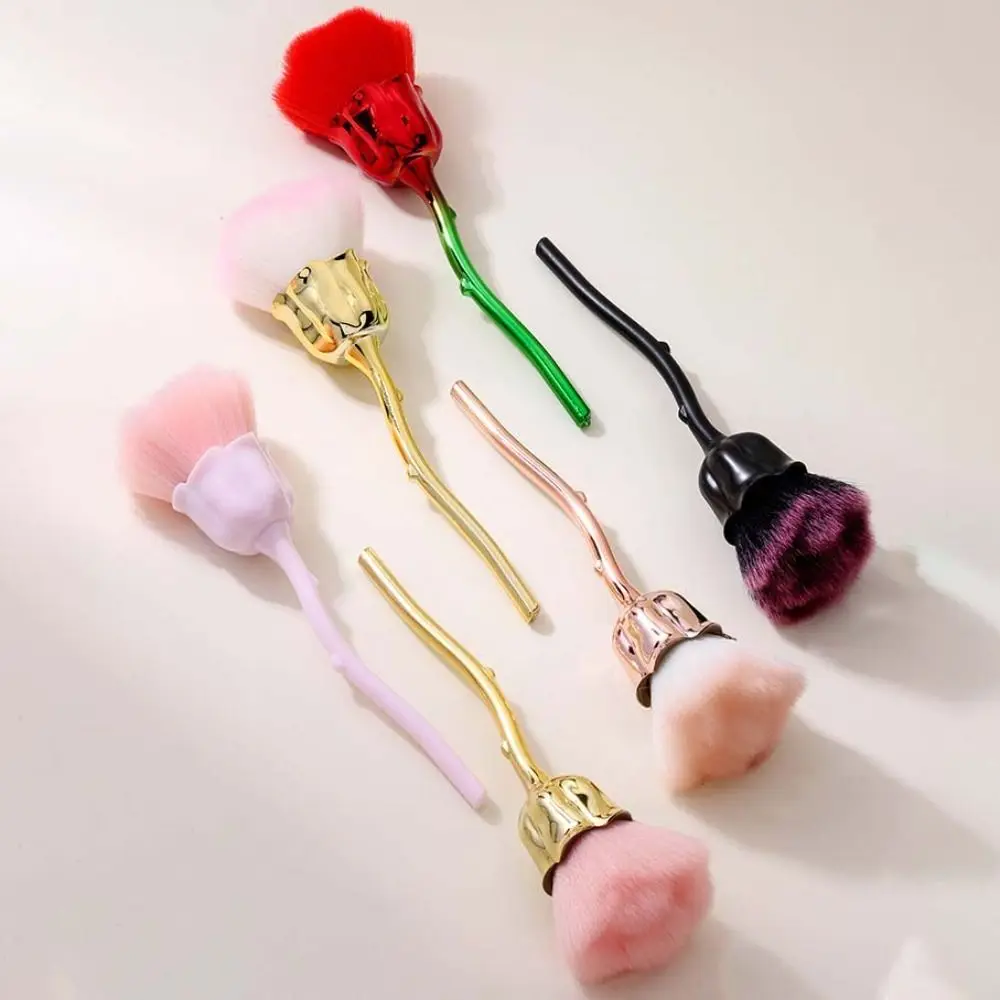 

Rose Flower Nail Art Dust Cleaner Brush Soft Fiber Creative Makeup Brush Multi-functional Nylon Wool Foundation Brush Women