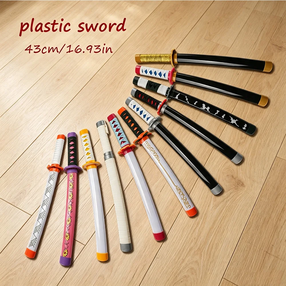43cm Dual Nichirin Sword Katana Unsharpened Short Samurai Sword Anime Cosplay Prop with Sheath Halloween Gift Idea for Toy Fans