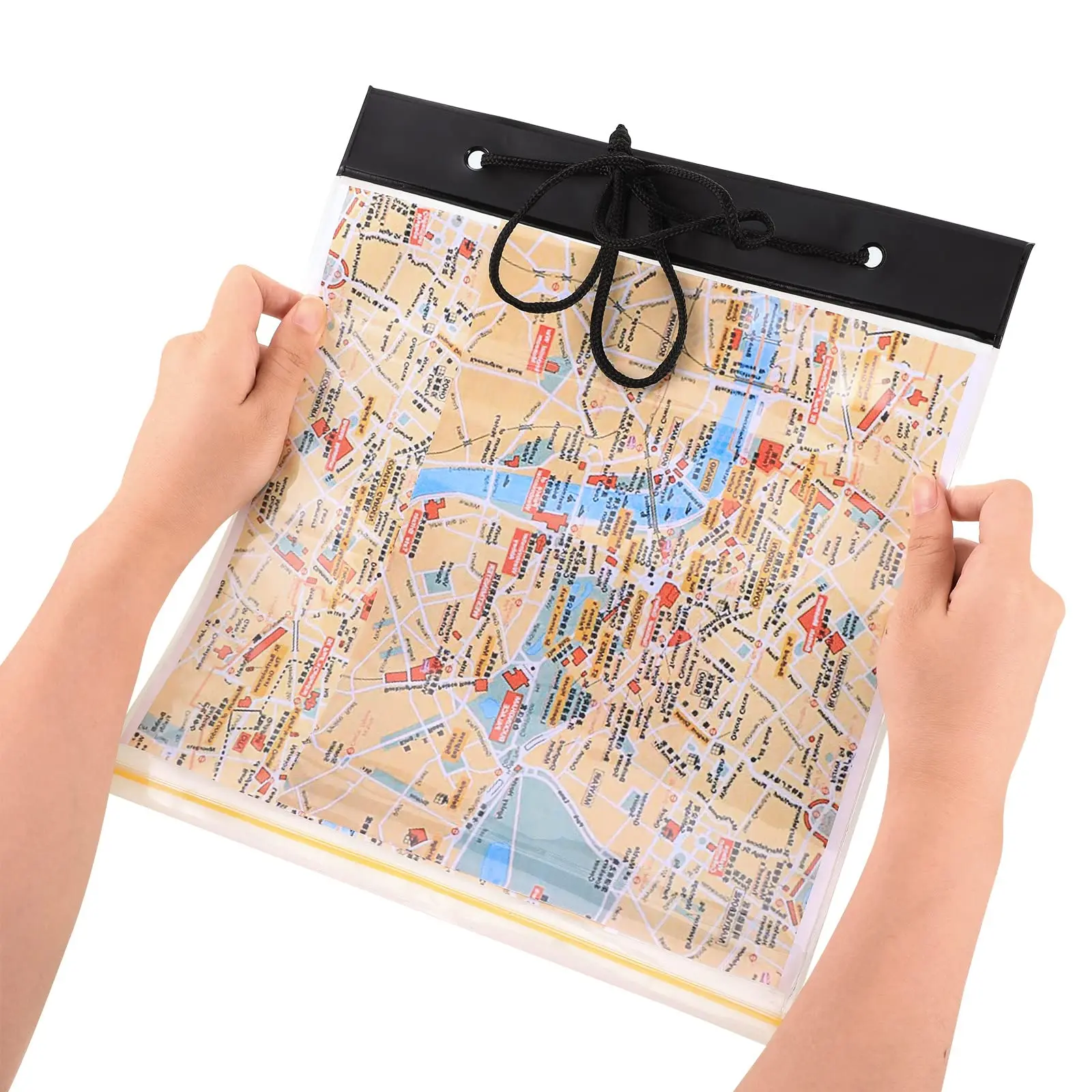 Estuche de almacenamiento de mapas plegable impermeable, bolsa seca transparente para documentos, estuche para mapas de senderos, soporte para pasaporte para senderismo, acampada al aire libre y senderismo
