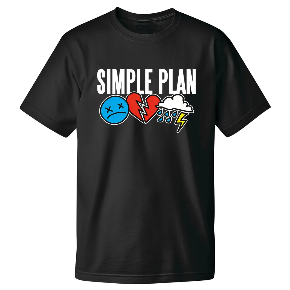 Original 3 Icons Logo T-Shirt Band SIMPLE PLAN Design Print Tshirts Short Sleeve Cotton Summer O-neck Tees Unisex Streetwear Top
