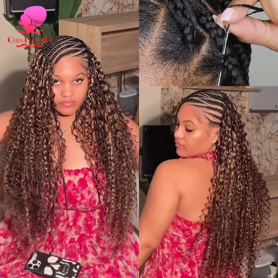 Feder-Häkelhaarverlängerungen aus 100% Vietnamesischem Echthaar mit Highlights, Unsichtbare Wunderknoten, Tiefe Wellen, Häkelhaar-Extensions – Detail 1