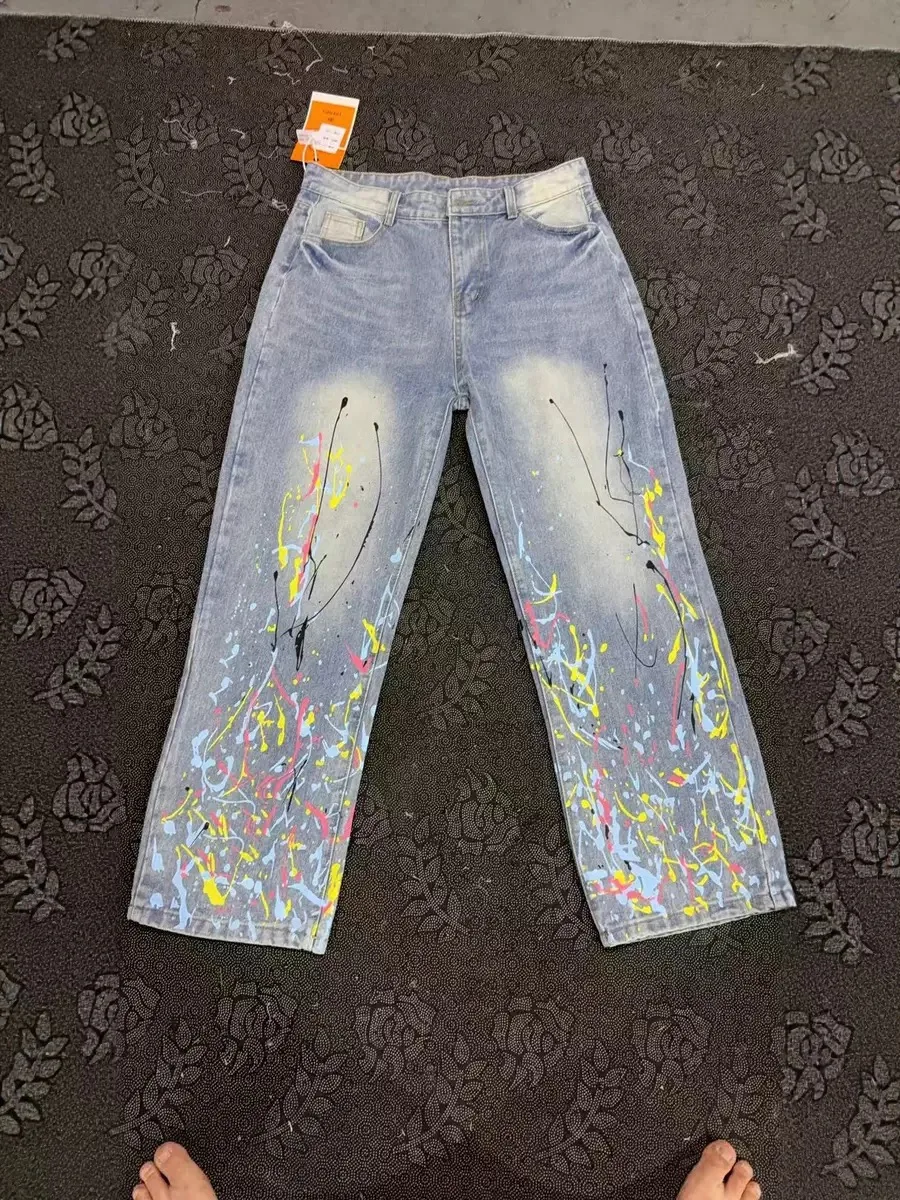 Y2K-pantalones vaqueros de pierna ancha relajados, diseño bordado de Buda, estilo callejero, vaqueros con estampado de pierna recta de cintura alta inspirados en Harajuku