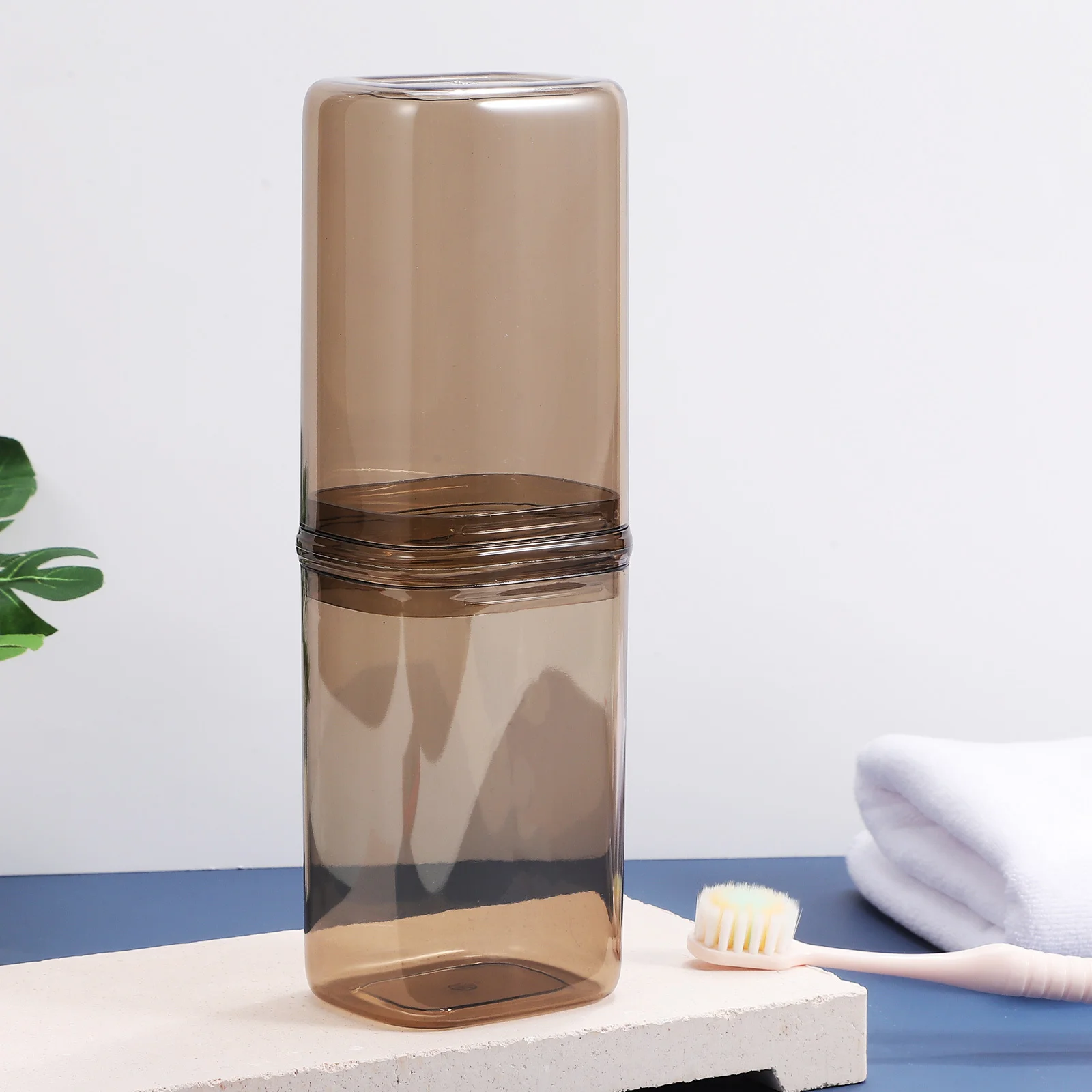 حامل فرشاة الأسنان للسفر، علبة فرشاة الأسنان خفيفة الوزن، حاوية تخزين محكمة الغلق، كوب شطف، إكسسوارات السفر