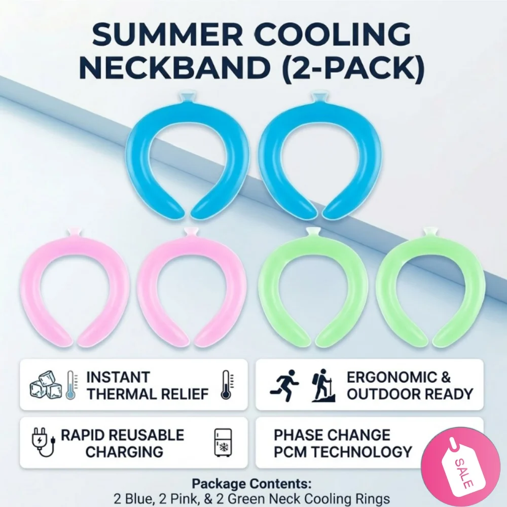 Summer Cooling Neck Ring Reusable PCM Neckband No Condensation Ice Cool Loop Heat Relief Wearable Body Cooler for Outdoor Sports