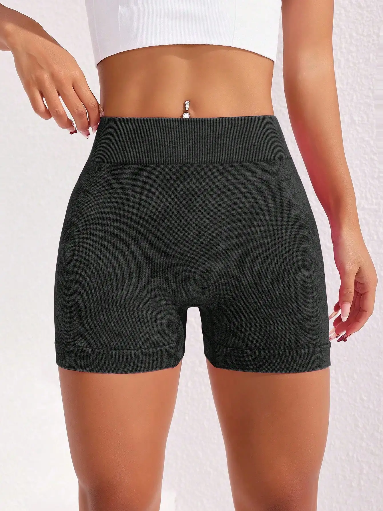 Women's Washed Yoga Shorts Fitness Quick Drying High Waist Workout Biker Shorts Hip Lift V Waist Sports Shorts image 3