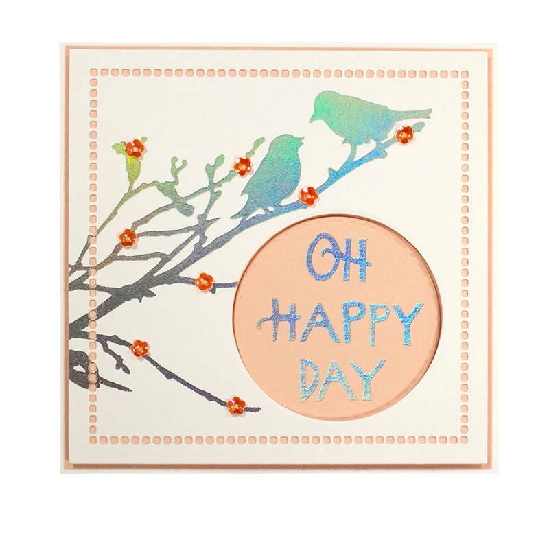 Oh Happy Day Hot Foil Plate Cutting Dies Christmas Sentiments Squares Die Cuts For DIY Scrapbooking Album Card Making Decor