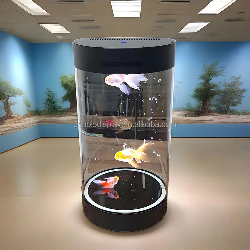 21.5-inch Cylindrical 3D Holographic Display 16:9 HD PET Material Portable Showcase Projection for Retail Stores
