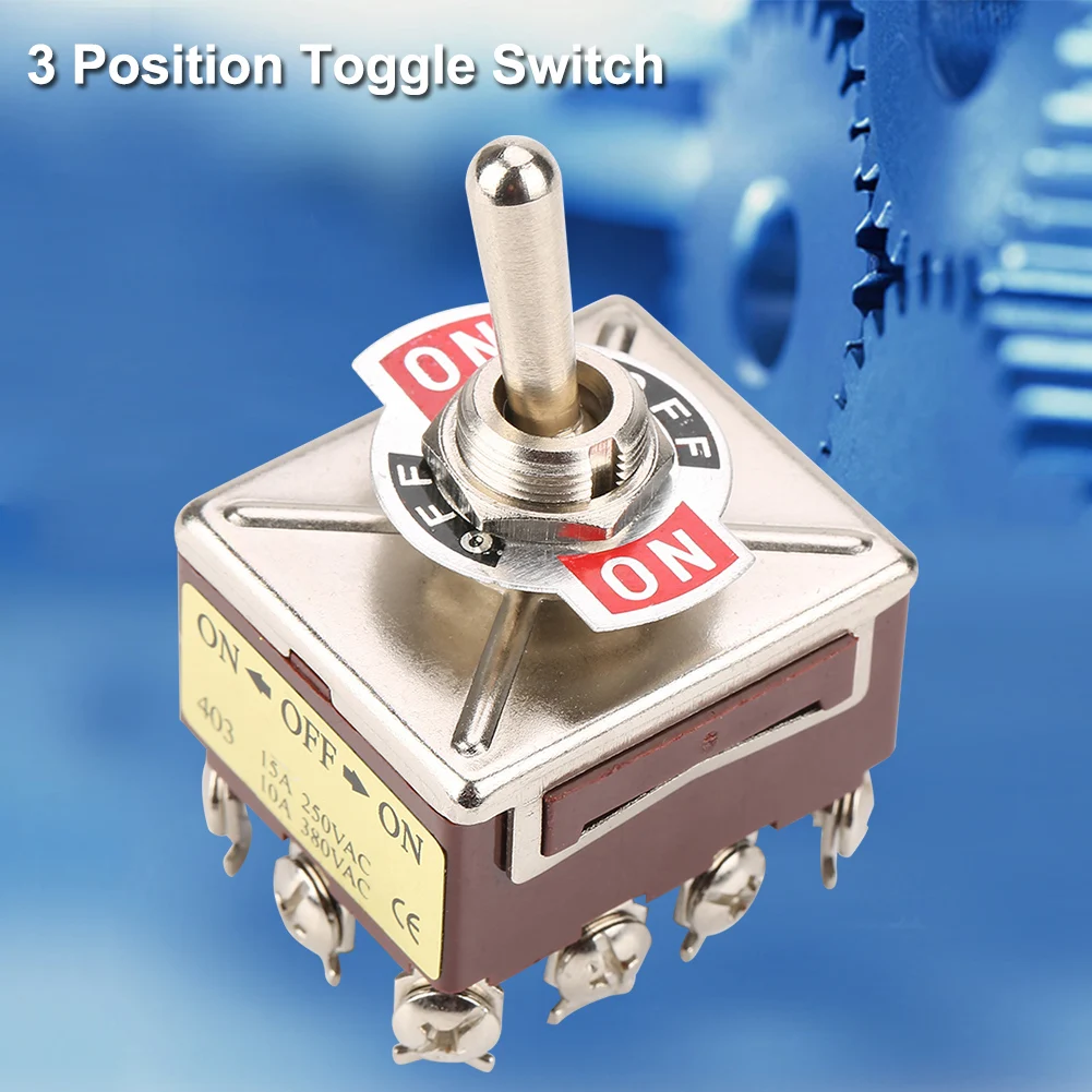 

3 Position Toggle ON/OFF/ON 3 Position Toggle 4PDT 12 Pin 12mm 15A/250VAC 10A/380VAC ON/OFF/ON Toggle