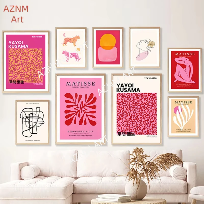 Henri Matisse Blume Tiger Koralle Abstrakte Vintage Poster Leinwand Malerei Yayoi Kusama Wand Kunstdruck Bild Wohnzimmer Dekor