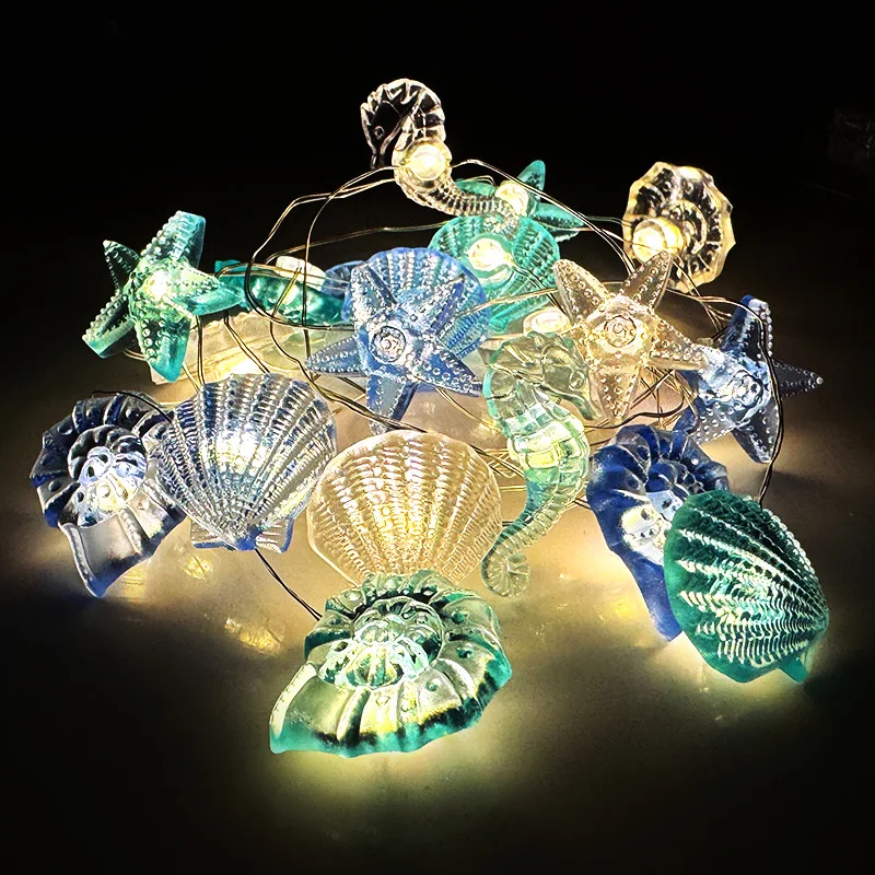 2M 20LED Ozean Meer Tiere Seestern Shell String Licht Kinder Mädchen Meerjungfrau Thema Geburtstag Unter Dem Meer Party Dekoration hochzeit