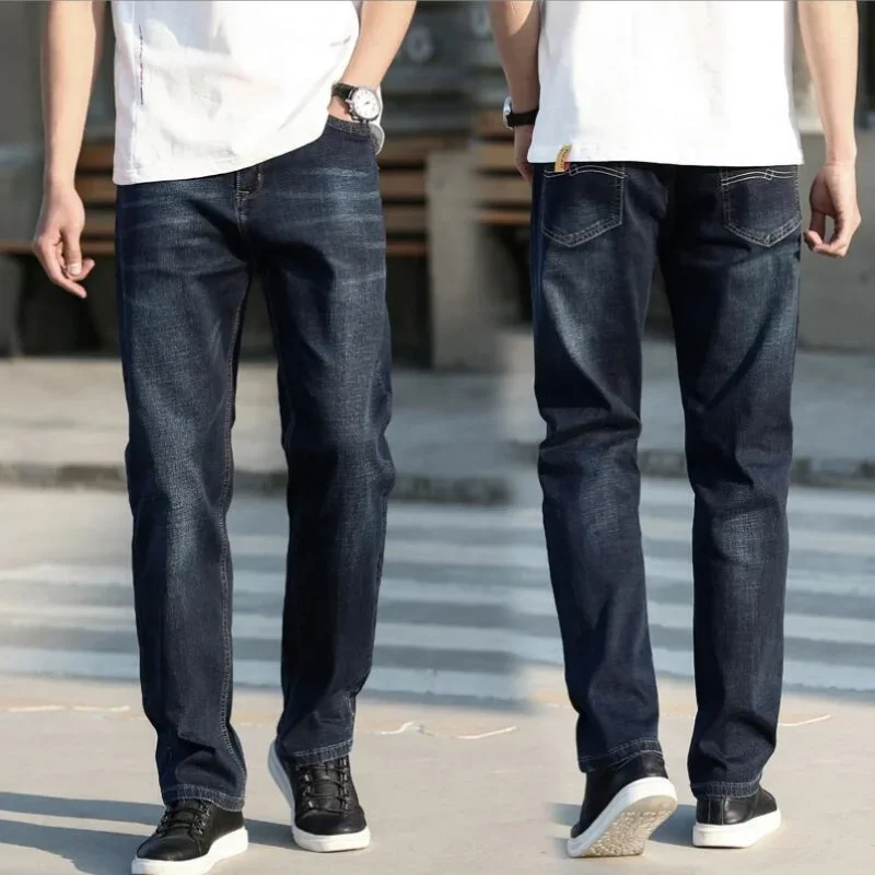 2024 New Men's Stretch Regular Fit Jeans Business Casual Classic Style Fashion Denim Trousers Male Black Blue Gray Pants