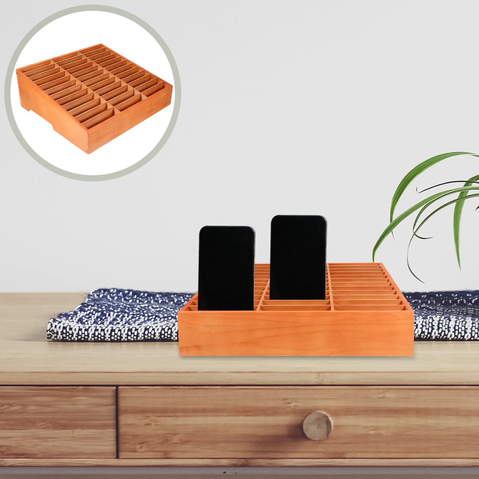 

36 Grids Phone Storage Box Wooden Desktop Organizer For Office School Home Tabletop Container Mobile Holder Wood Sundries Box