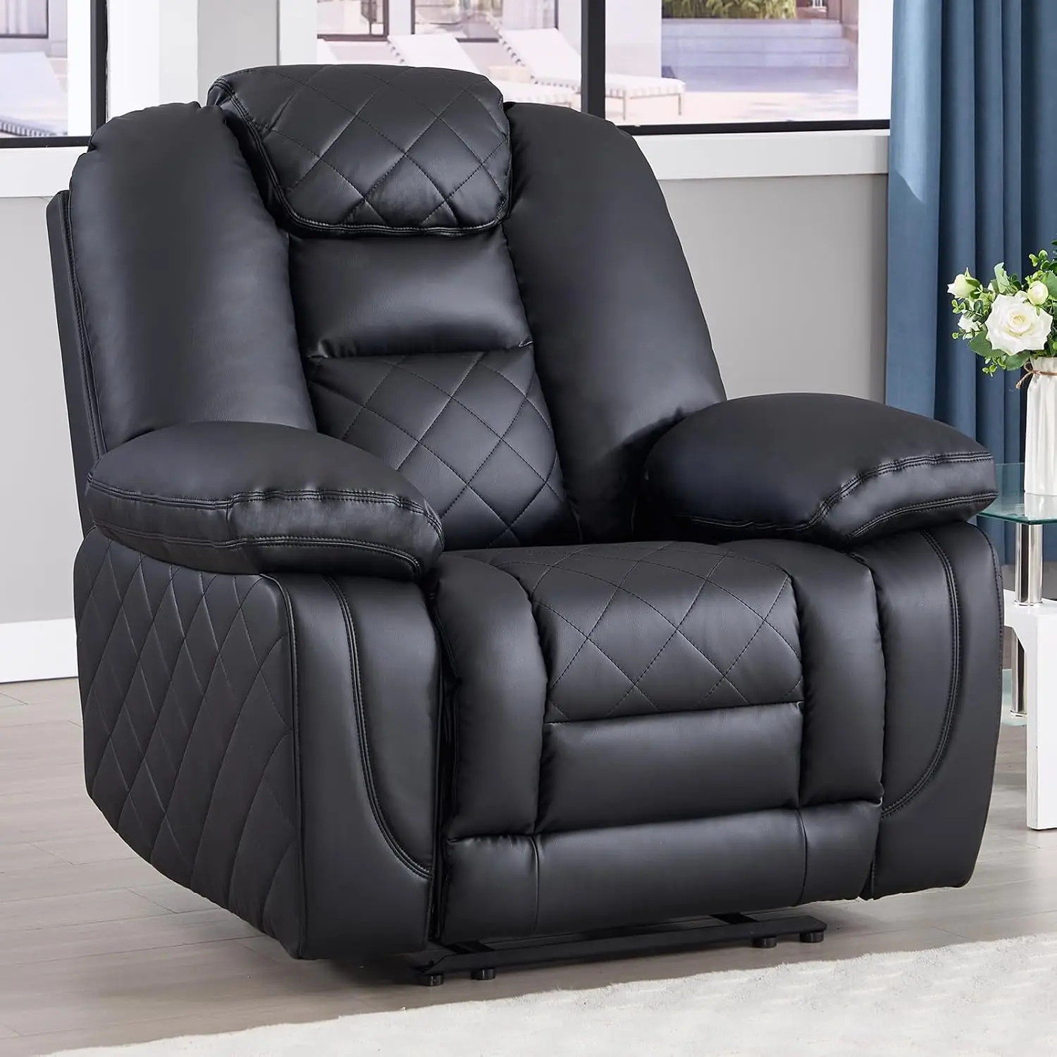 Faux Leather Recliner Manual Chair, Single Reclining Sofa Chair with Comfortable Armrest and Backrest, Home Theater, Customized