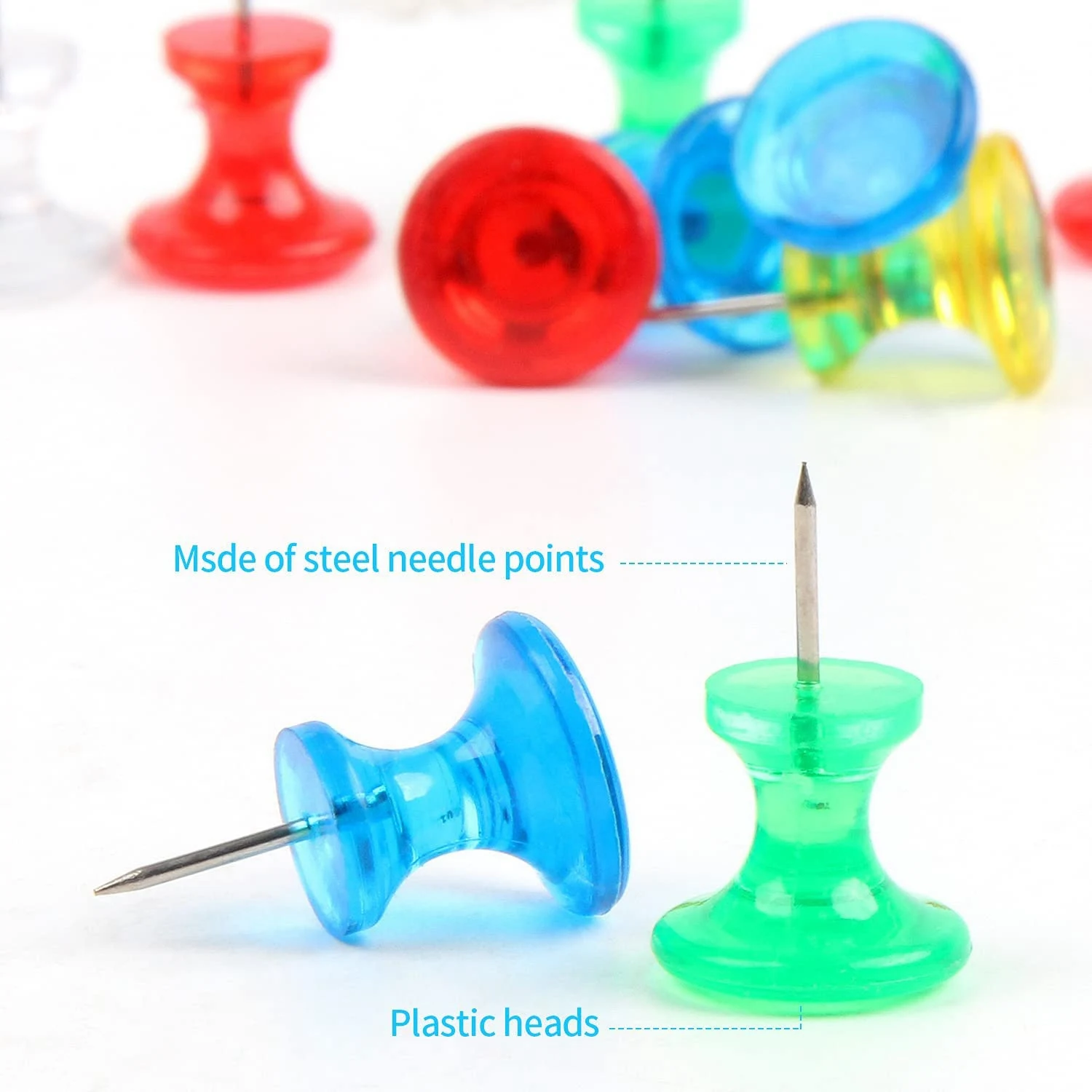 Y51A-دبابيس ضغط عملاقة 100 عبوة كبيرة مسامير إبهام تستخدم للوحة الإعلانات للوحة الفلين مع علبة بلاستيكية