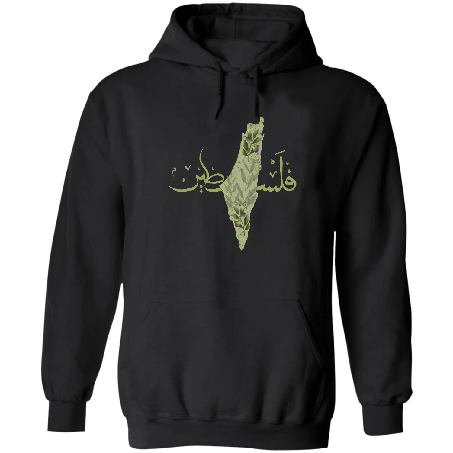 Palestinian Olive Map Arabic Calligraphy Palestine Pullover Hoodie New 100% Cotton Comfortable Casual Mens Sweatshirt Streetwear