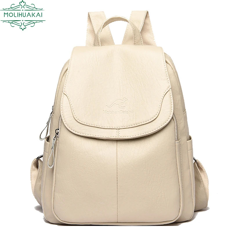 

Fashion Women Backpack Luxury Designer Ladies Anti-theft Backpack Soft PU Leather School Bags Large Capacity Travel Bags Mochila