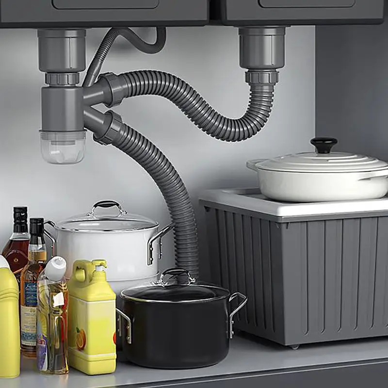 Doppelwaschbecken-Abfluss für die Küche, Abflussrohr-Set, Küchenzubehör, Insekt- und geruchsdichter Abfluss, Küchenzubehör – Detail 10