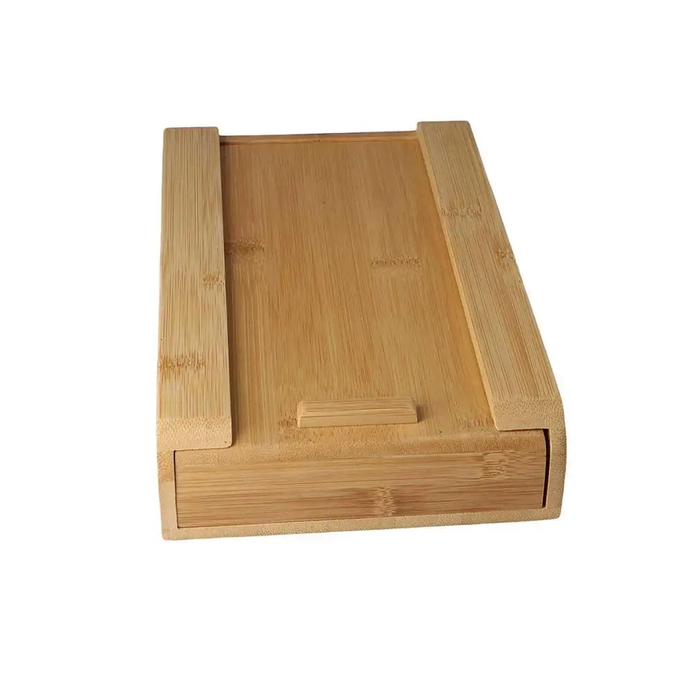 Space Saving Adhesive Bamboo/Walnut Under Desk Natural Stationery Container Hidden Drawer Home Storage Wooden Storage Drawer