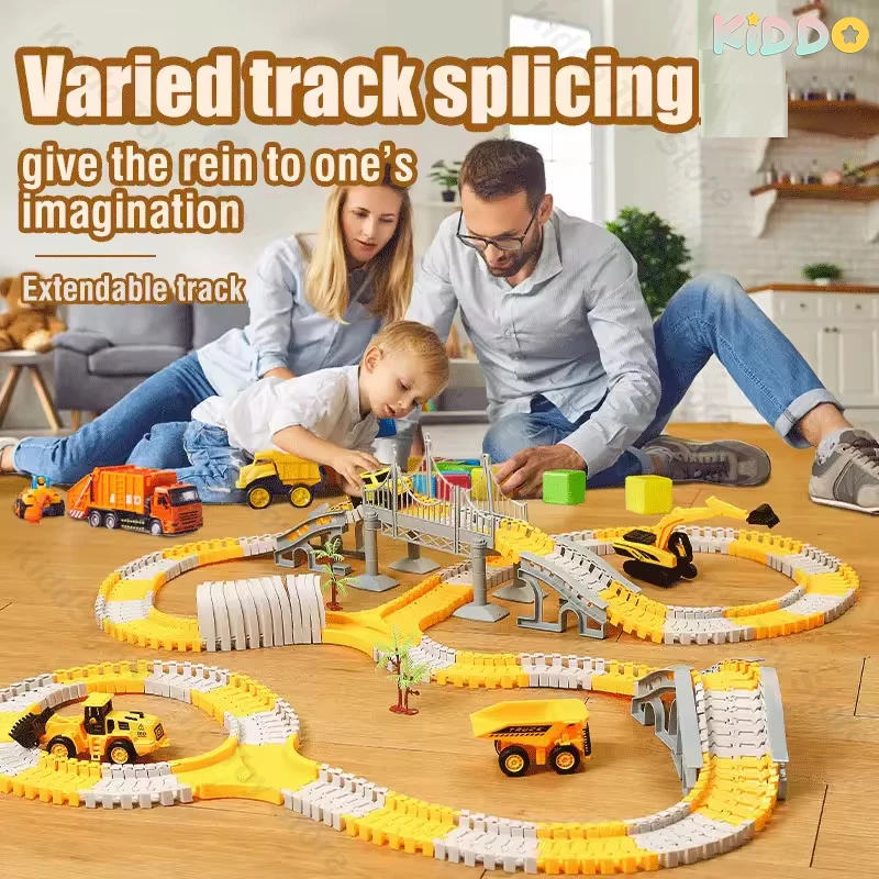 DIY Rail Track Sets Car Race Magic Brain Game Flexible Curved Creates Vehicles Toys Play Game Train Railroad for Child\'s Gifts