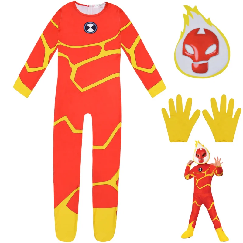 Kids Halloween Costumes for Boys Games Ben costume 10 Fireman Cosplay Bodysuit Carnival Party Clothing Children Jumpsuits