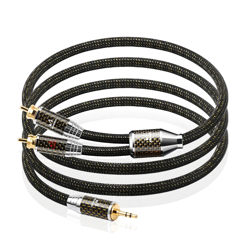 ATAUDIO HiFi 3,5 auf 2RCA Audiokabel High Fidelity OCC vergoldetes 3,5 mm auf Dual RCA Jack Cord für Telefon HiFi Systeme Verstärker 3