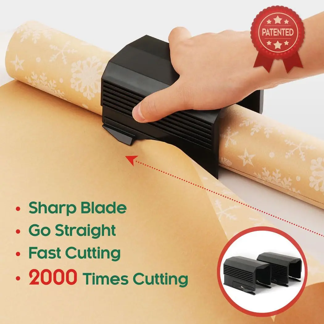 Christmas Paper Roll Cutter Portable Wrapping Paper Roll Cutting Tool For Christmas Holiday Gift Wrapping