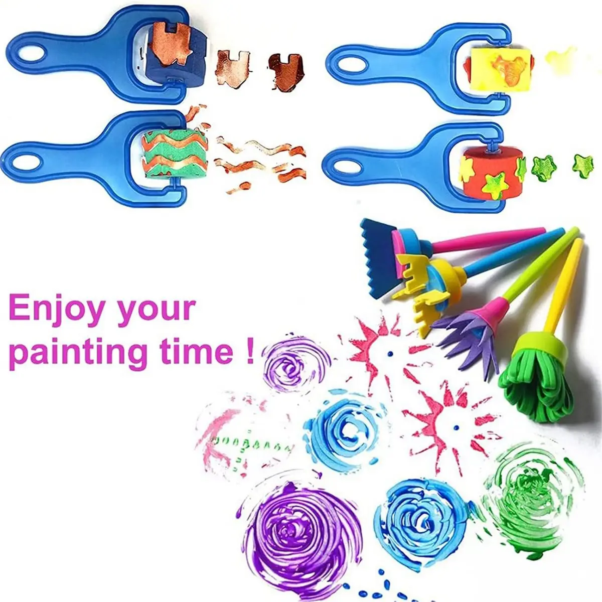 NEW 30pcs Kids Paint Sponges Paint Sponges for Kid,Early Learning Kids Toddlers Paint Brushes Sponge Stamps Foam