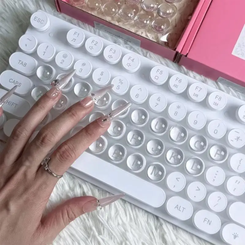 Transparents 12x4mm Silicone Keyboard Guards 64Pcs With 3D Stickers For Comfortable Typing And Decoration