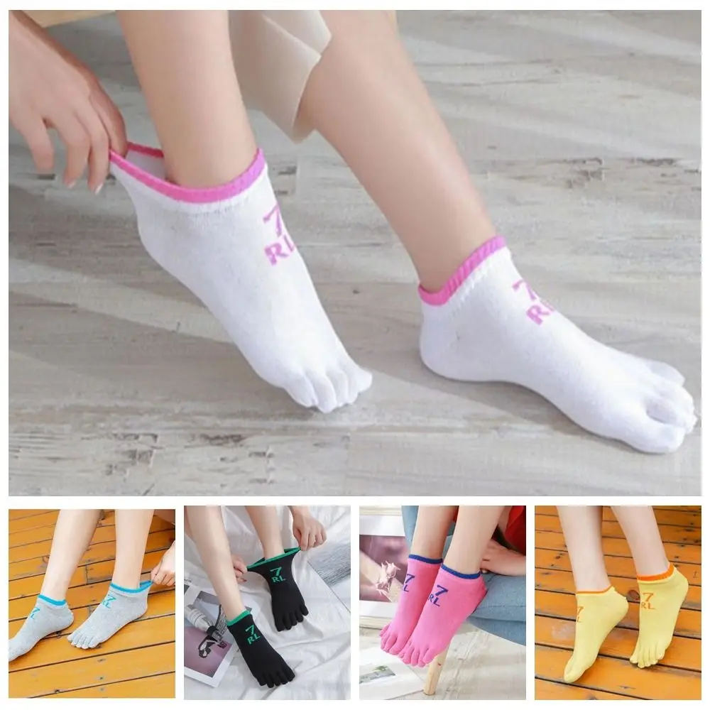 1 Pair Comfortable EU36-40 Five Finger Socks Cotton Anti Friction No Show Ankle Socks Mesh Breathable Women's Short Socks Sports