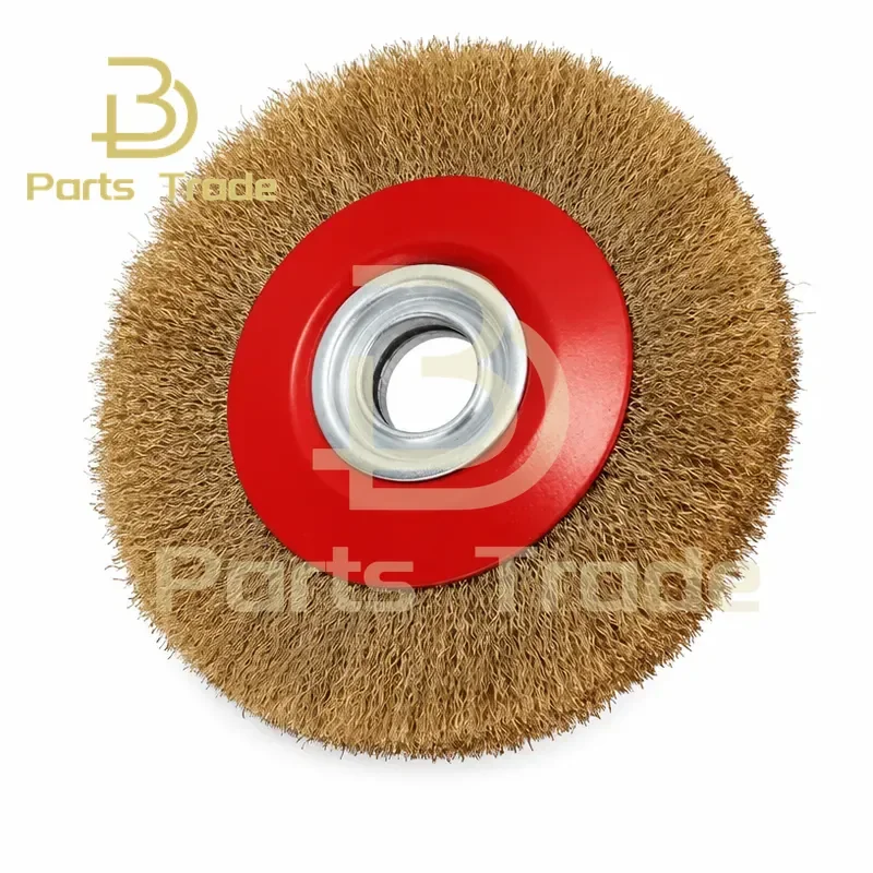 2Pcs Wire Brush Wheel 100 125 150 200mm Quality Round Brass Plated Steel Wire Brush Wheel for Bench Grinder Tool Parts