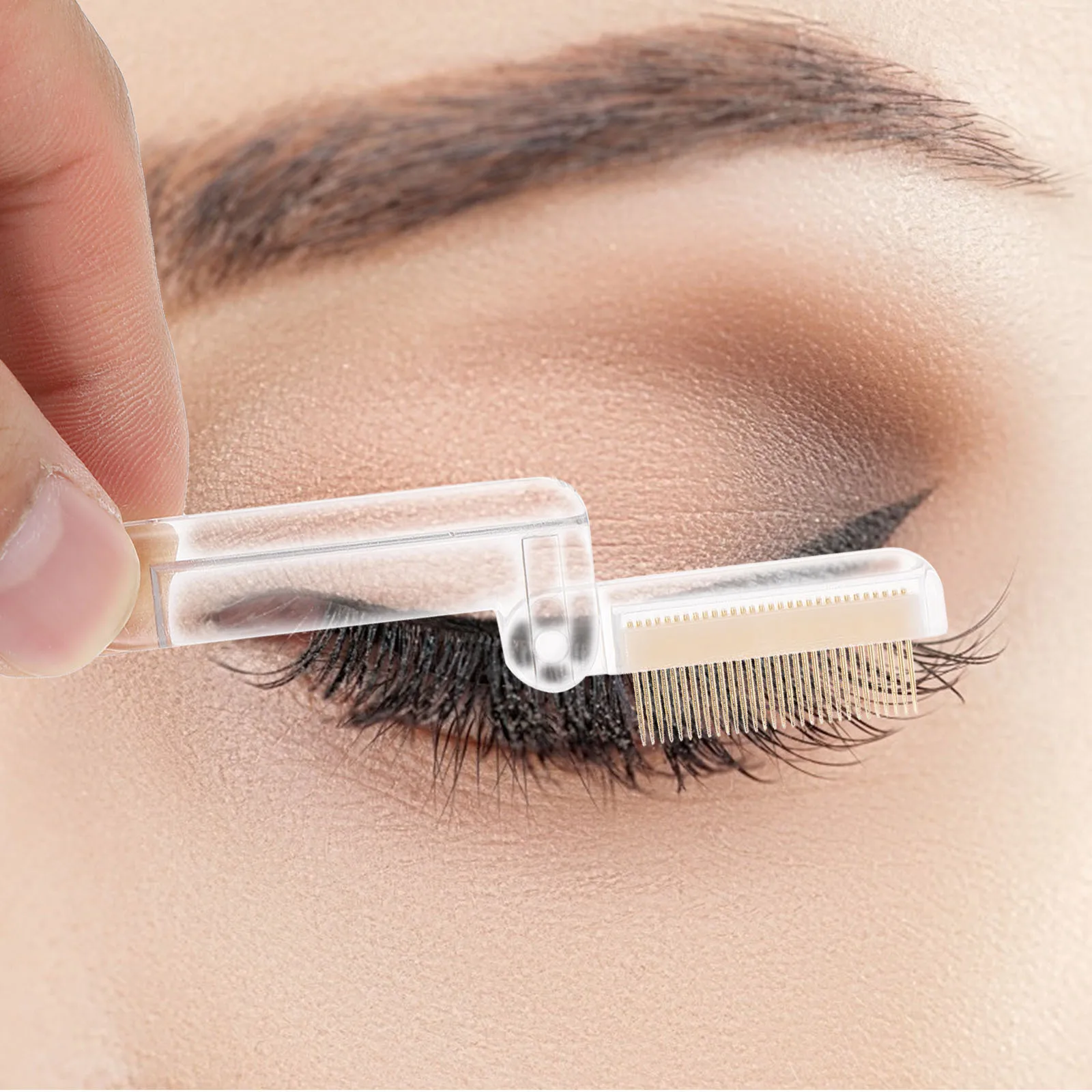 หวีแต่งคิ้วพกพา 2 ชิ้น แปรงปัดขนตาแบบพับได้ ขนาดพกพา อุปกรณ์แต่งหน้าอเนกประสงค์ หวีจัดแต่งทรงสำหรับผู้หญิง