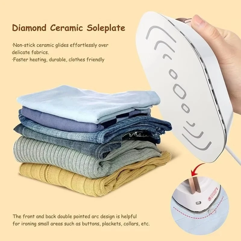 Mini Travel Iron For Clothes Portable Handle Electric Ironing Machine Fast Heating 30s Dry Wet Irons Garment Household Tools