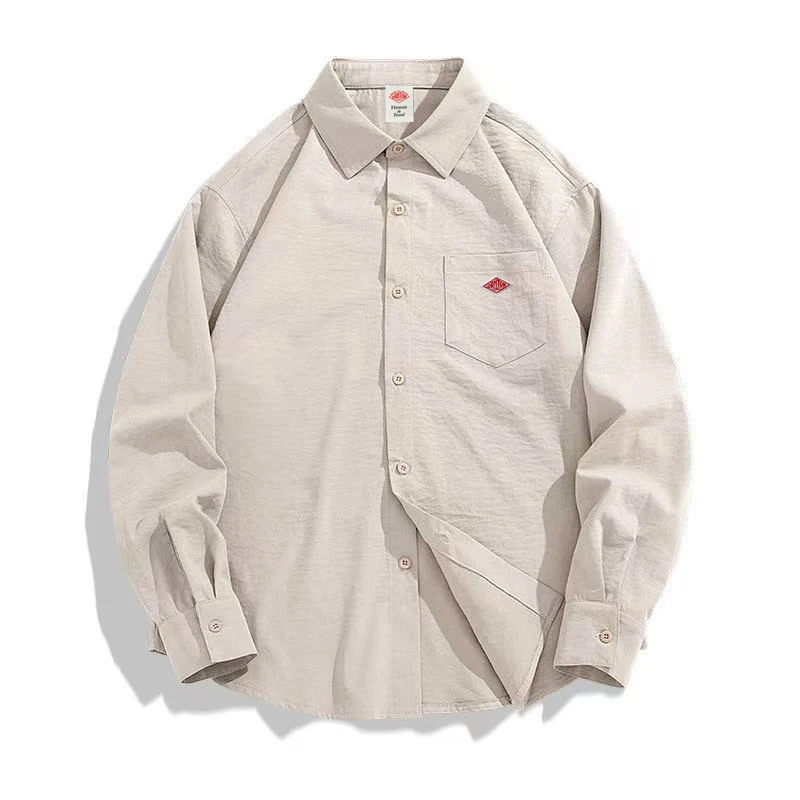 Hot Sales Autumn Men's Casual Cardigan Button Long Sleeve Shirt with Pocket Embroidery Fashion High Quality Tops
