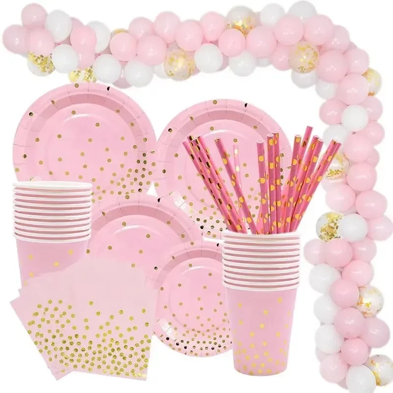 for 2021 Popular Party Set with Plato Cup Napkin Banner - Valentine's Day Cutlery and Holiday Decorations