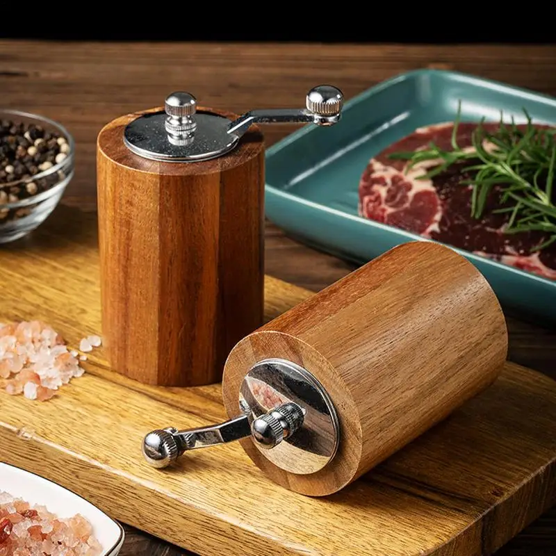 Molinillo Manual de semillas de lino, molinillo de pimienta de madera, molinillo de pimienta, aspereza ajustable, botella de molienda para el hogar, manivela Manual, molinillo de especias