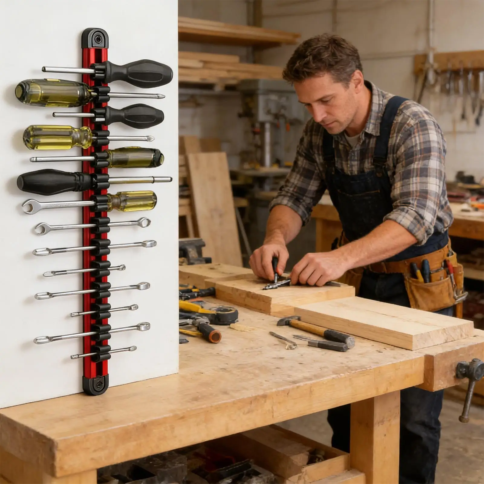 

Магнитный органайзер для отверток и гаечных ключей, алюминиевая направляющая-держатель для инструментов, для дома, кухни, гаража, подвала