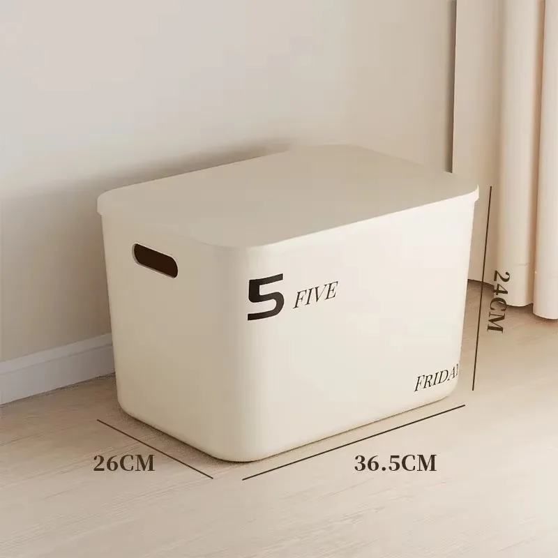 Storage Box with Lid Stackable Clothes Storage Box Dustproof Cosmetics Clothing Grocery Storage Bedroom Dormitory Storage Box