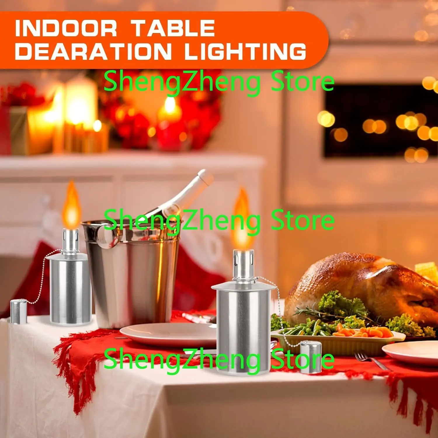 Stainless Steel Table top Torch Canister with Wick and Snuffer, 12oz Outdoor Fuel Torch for Arden Patio Yard (4 Packs)