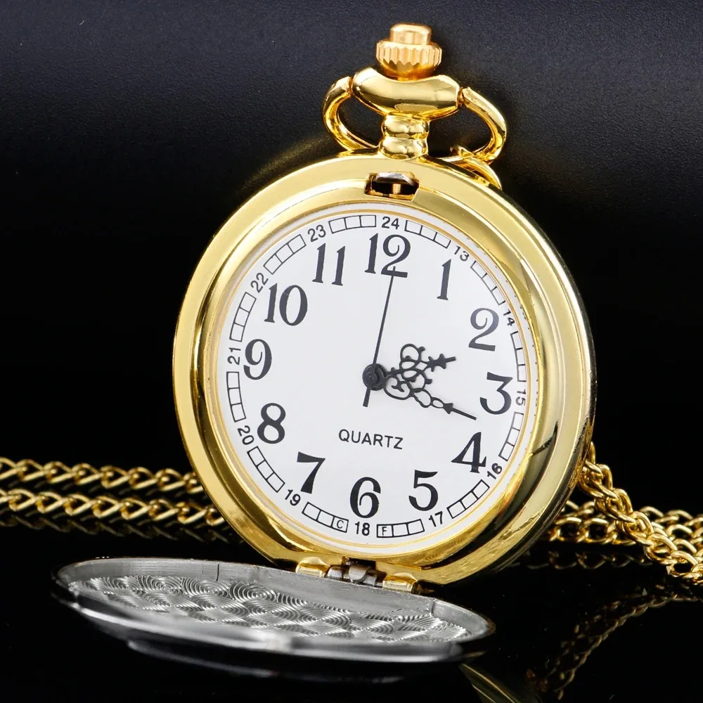 العتيقة Steampunk قطار محفورة ساعة جيب كوارتز نصف هنتر فوب سلسلة الساعات اكسسوارات رجالية أفضل قلادة هدية