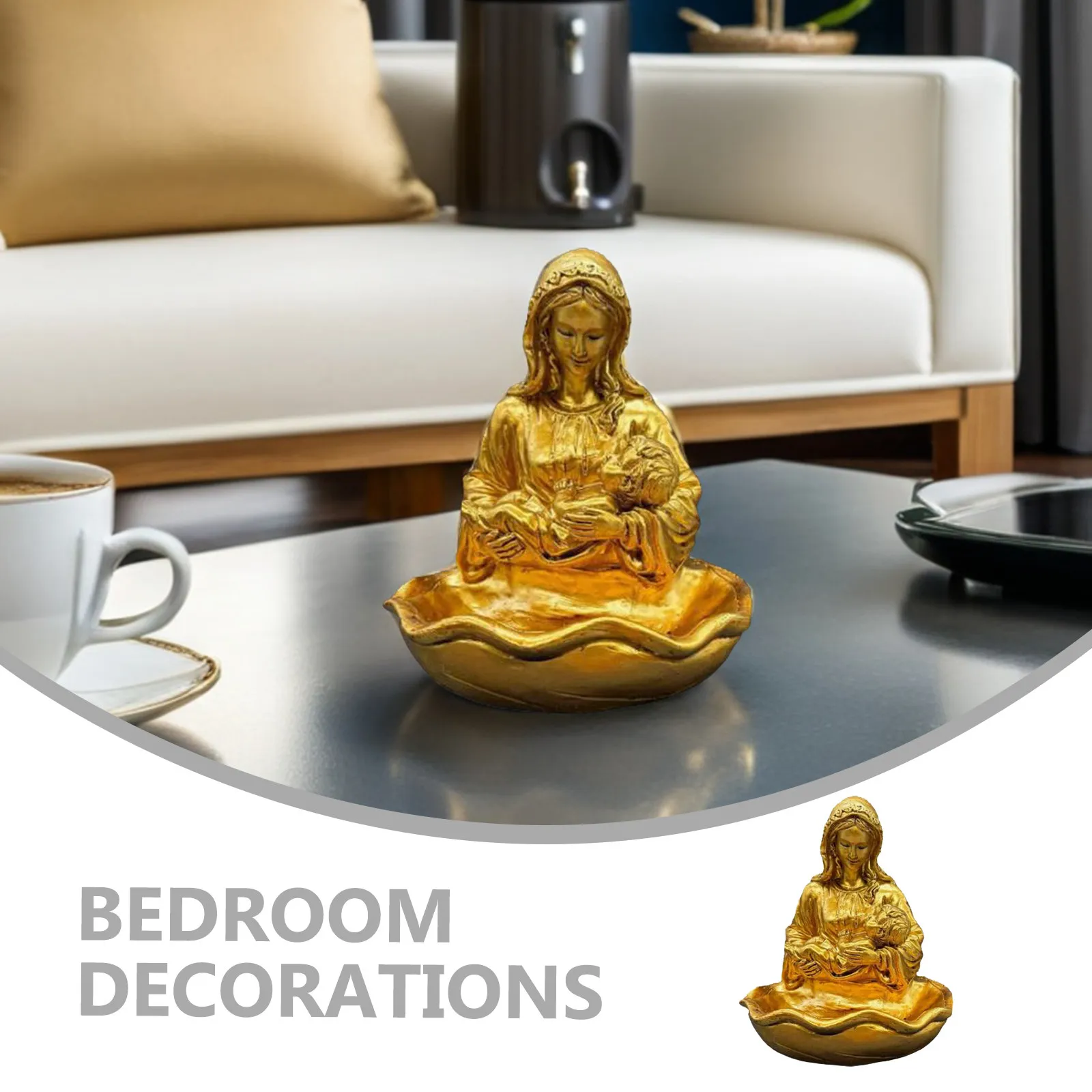 Resin Holy Water Font Virgin Mary Catholic Religious Home Prayer Room Baptism First Communion Decoration Resin Holy Water Font view 5